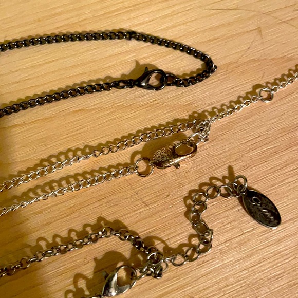 3 Long Silvertone Pendant Necklaces - Picture 2 of 5